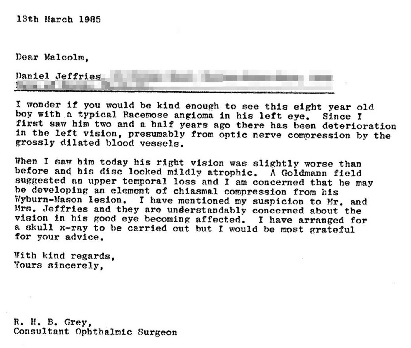 Eye Hospital Letter 1